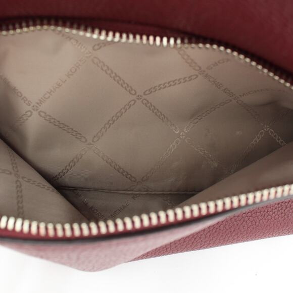 Michael Kors Leather Backpack Purse Womens Red Pebbled Zips Travel Bag Valerie - Picture 7 of 11